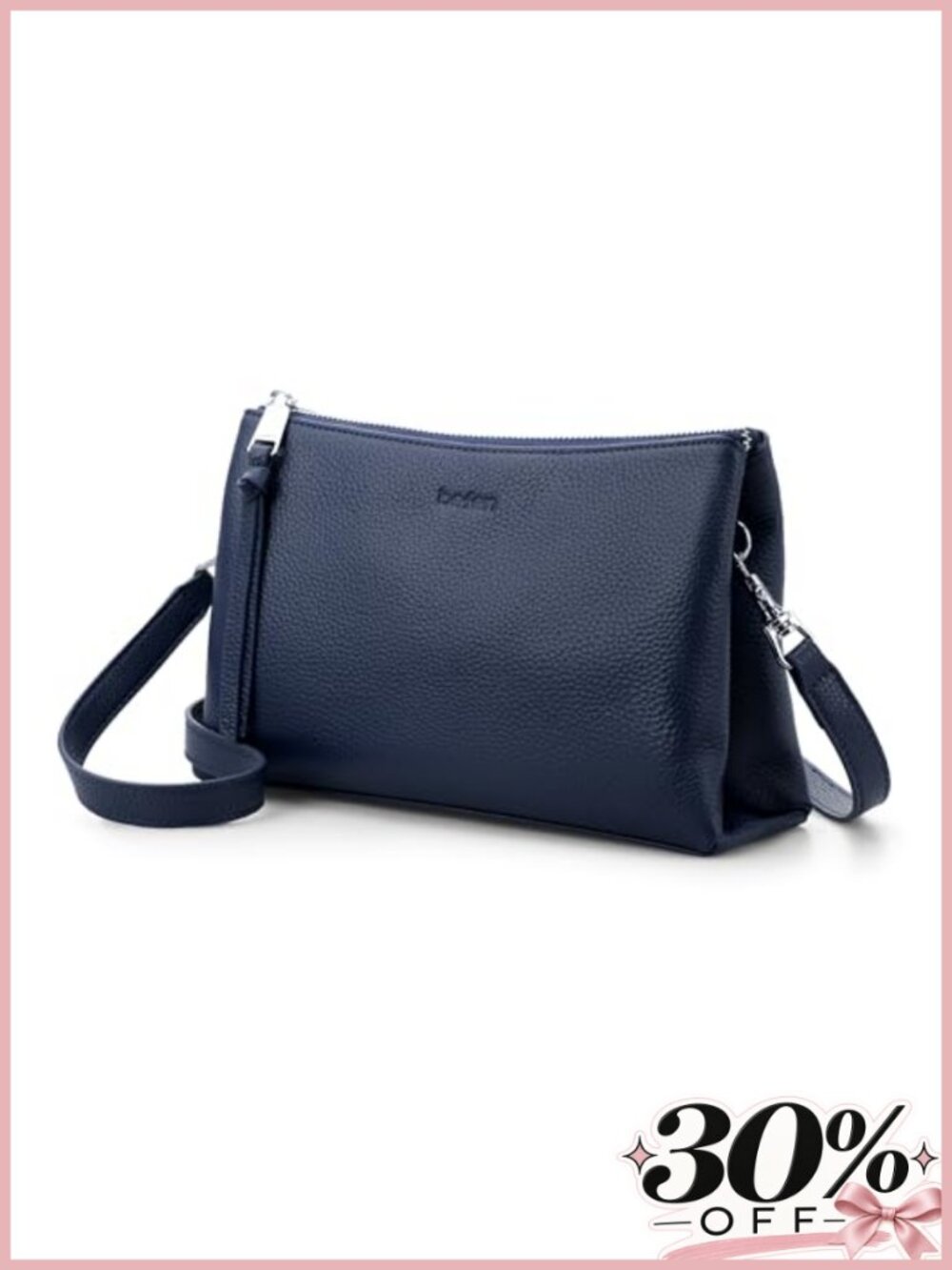 Small Genuine Leather Crossbody Bag RFID Card Slots Tassel Purse
